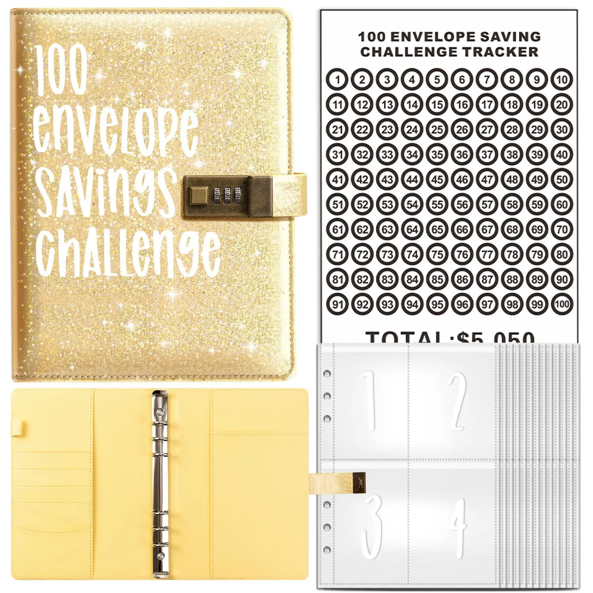 100 Envelopes Money Saving Money Challenge Budget Binde with Cash Envelopes for Budget Planner Easy and Fun Way to Save $5,050