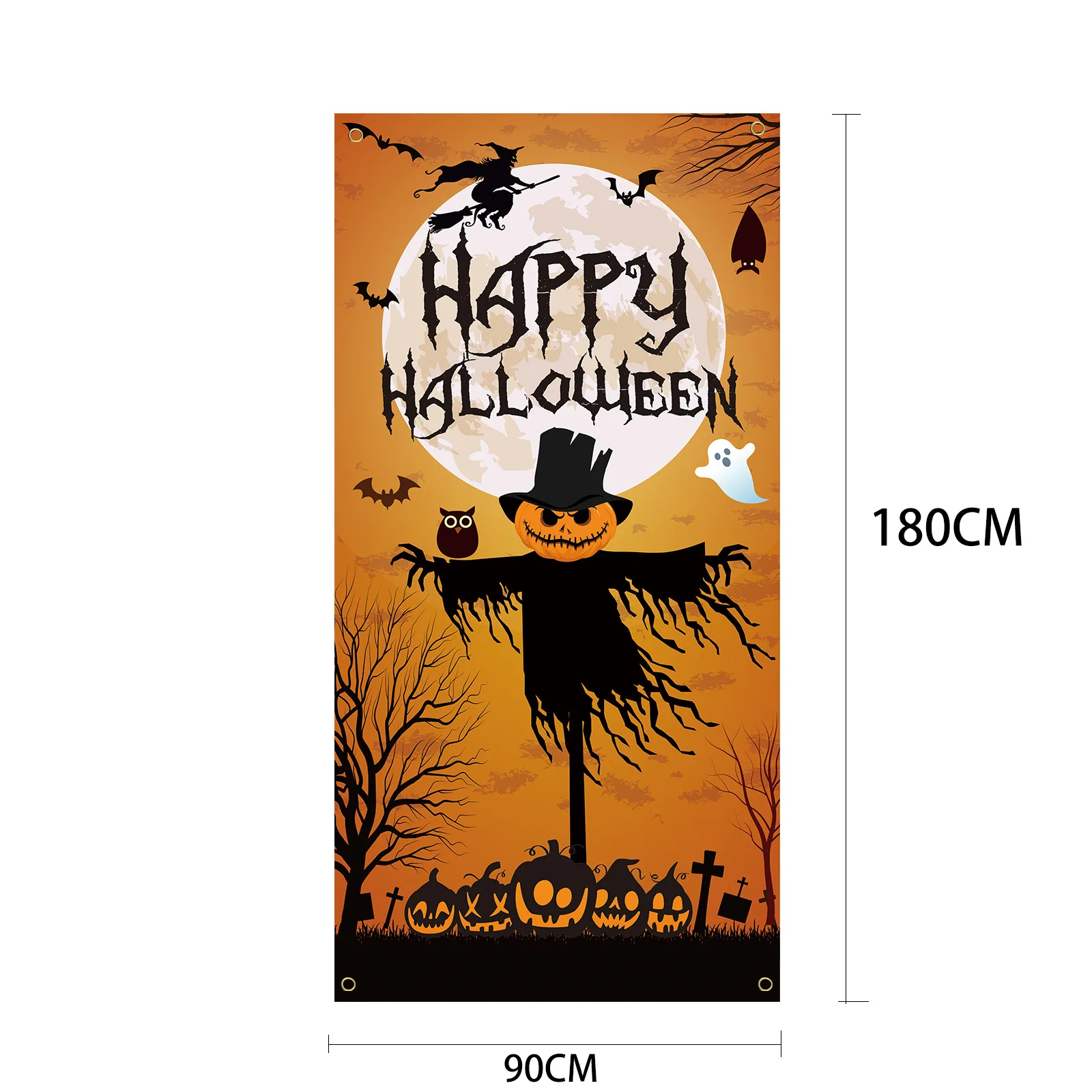 Halloween Horror Pumpkin Decoration Door Curtain Ghost Door Cover Ghost Festival Horror Night Party Atmosphere Decoration Flag