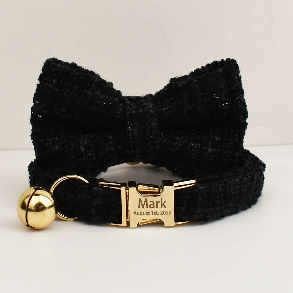 Personalisiertes Katzenhalsband- und Leine-Set aus Metallbeschlägen mit Glockengravur-ID-Tag für Haustierzubehör für Kätzchen – Detail 8