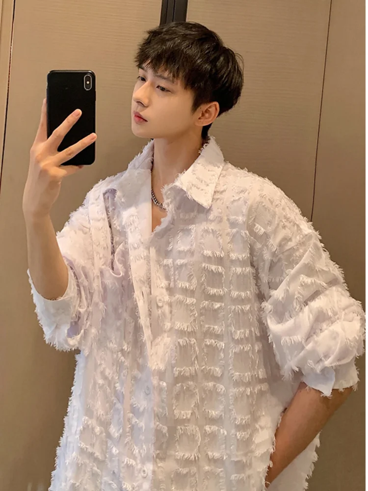 

Men's Plaid Long Sve irt Spring Autumn Lazy Sle Versatile Floing Fini Premium Feeling Ulzzang Jaet Youth Faion