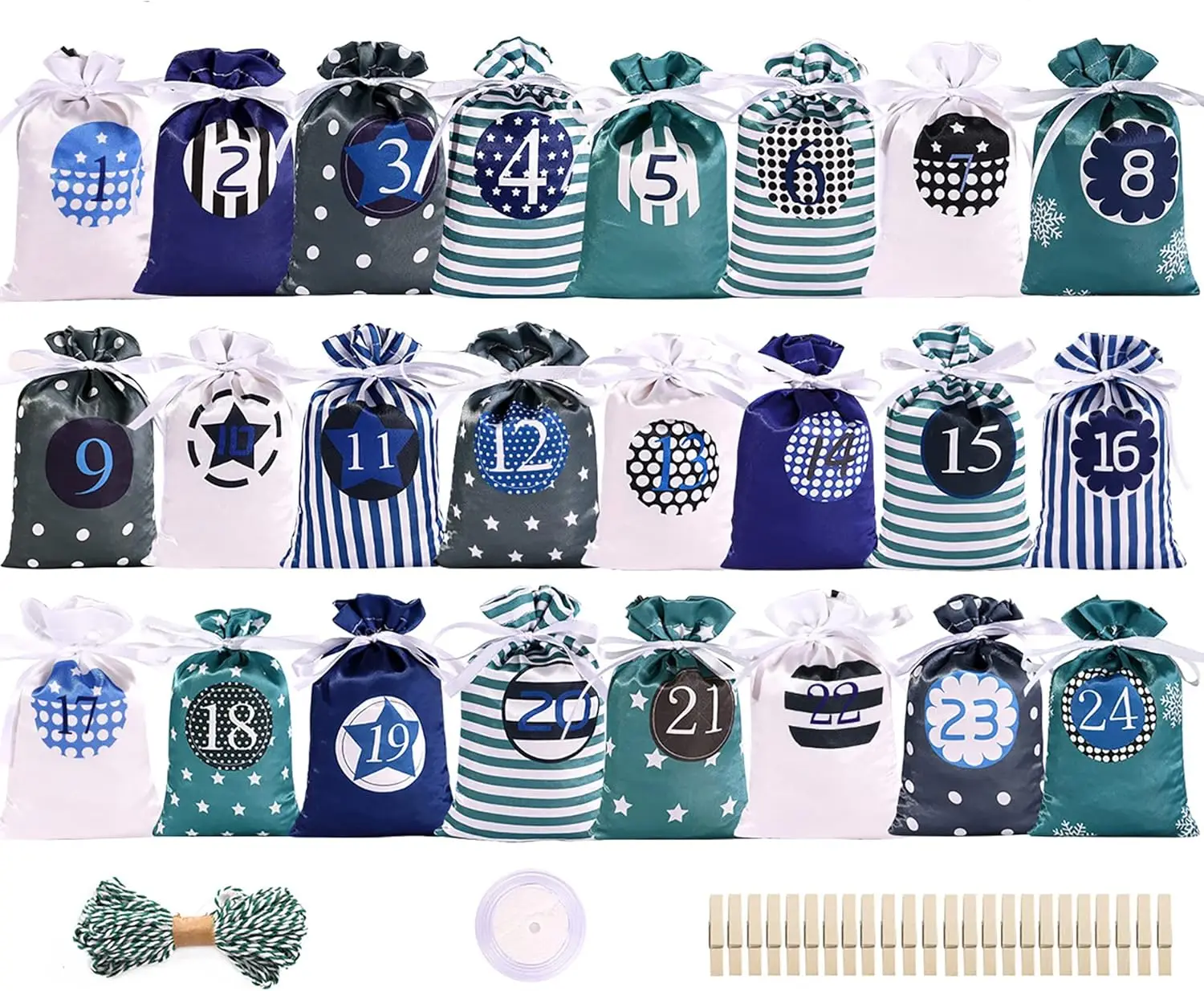 

2023 Christmas Candy Decoration Bag 24 Days Countdown Calendar Burlap Hanging Gift Candy Bags Set Christmas Advent Calendars