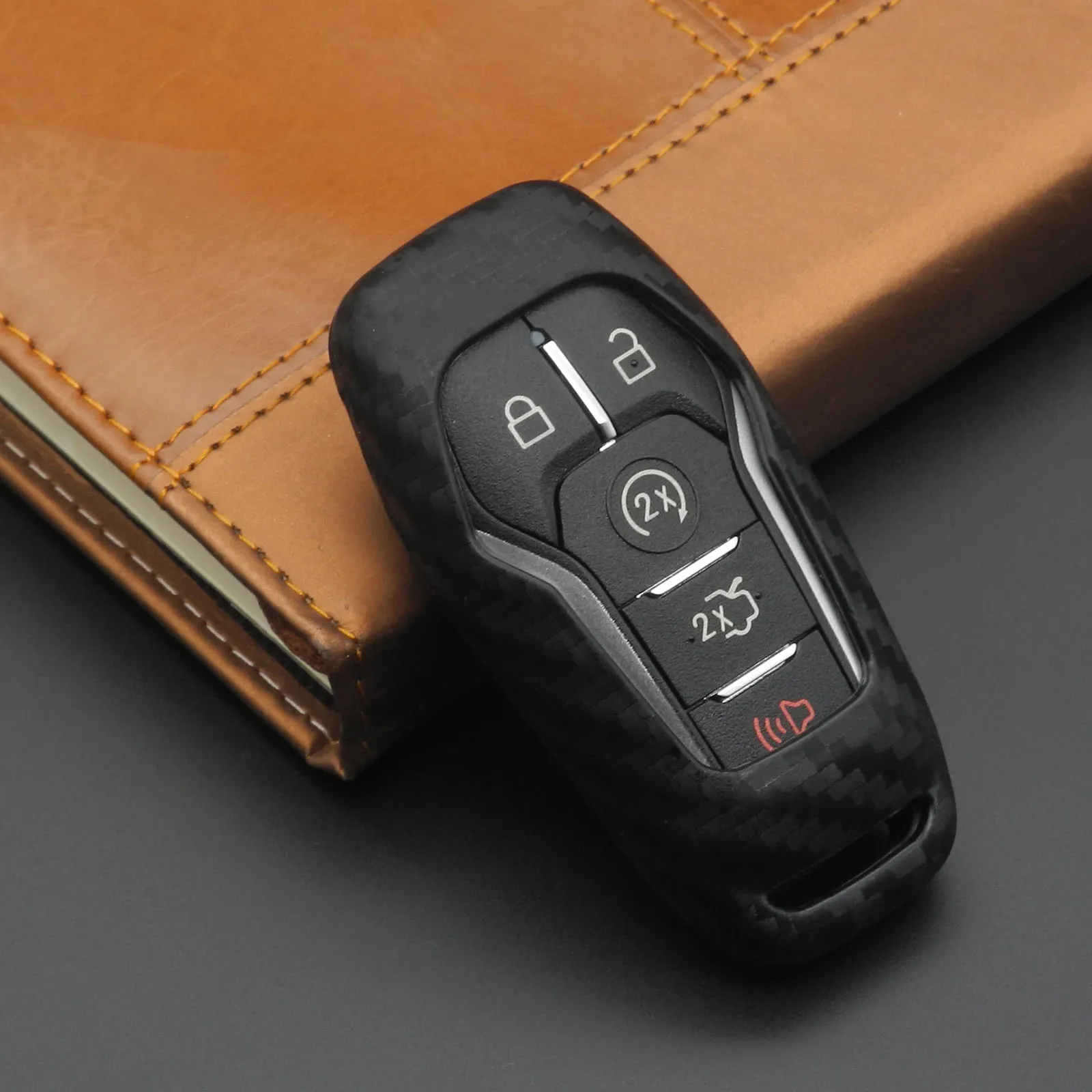 jingyuqin Remote Carbon Silicone Protect Key Cover Case For Ford Fusion Mustang F-150 F-450 Edge Explorer F-550 Lincoln MKZ MKC