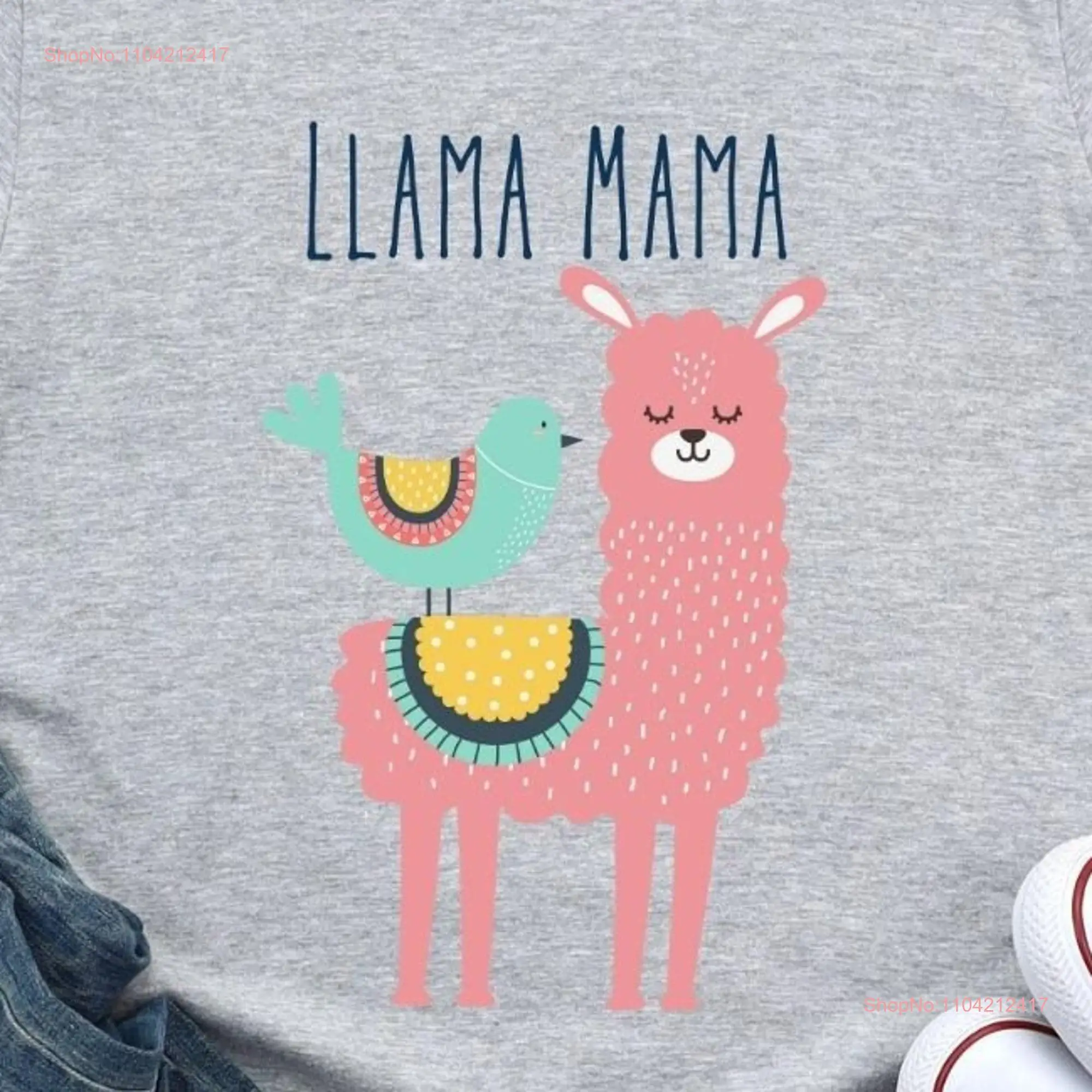 Llama Mama T Shirt Softstyle  Soft Crewneck Top Roomy Pullover Funny long or short sleeves