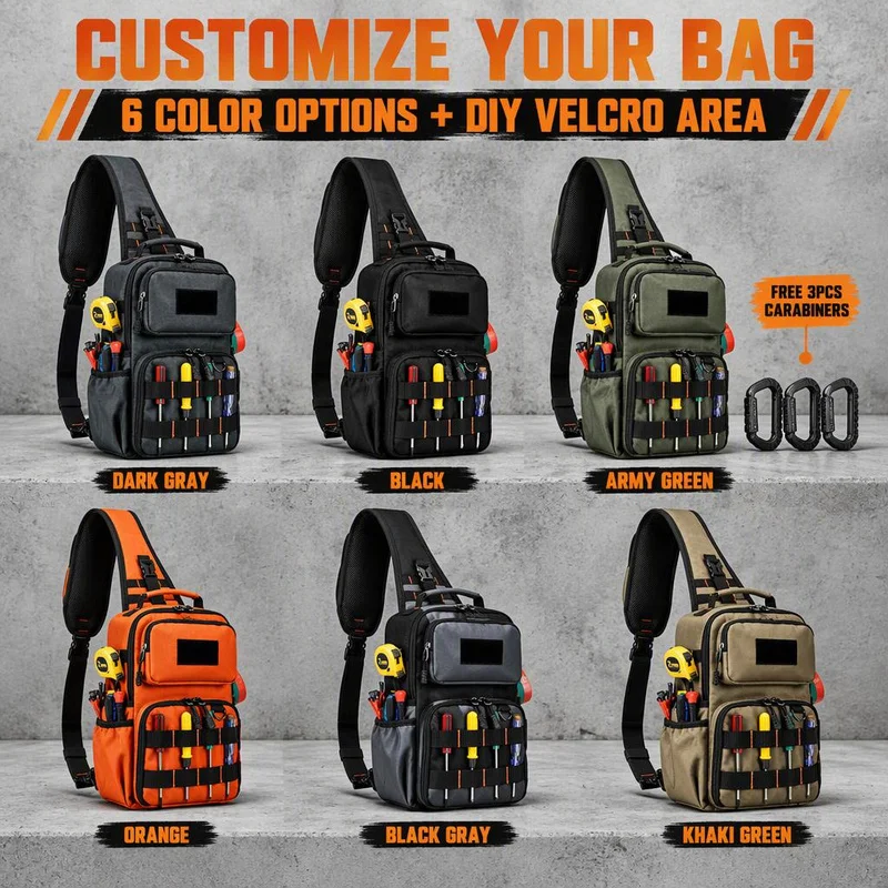 Crossbody tool chest bag，Waterproof and wear-resistant multi-compartment tool shoulder bag，Electrician's tool storage bag，Attach