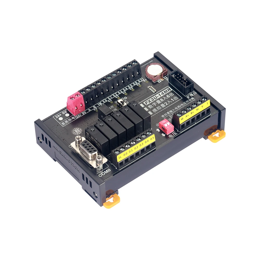 Plc FX3U-14MR controlador lógico programável interruptor de relé 8i 6o analógico 2i 1o rs232 porta comunicação