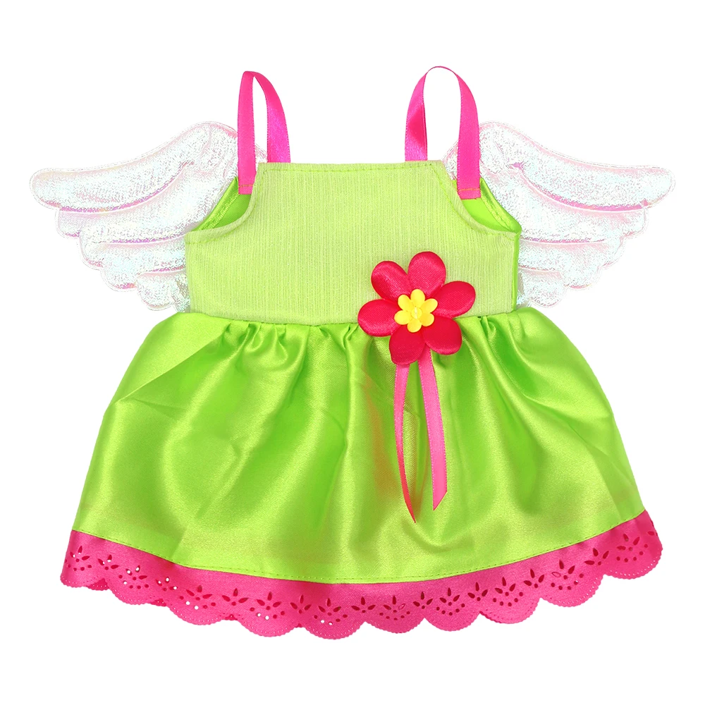 18 Inch Doll Fairy Wings Flower Dress, Polyester Outfit, Doll Clothing Accessory, No Doll or Shoes Included view 4