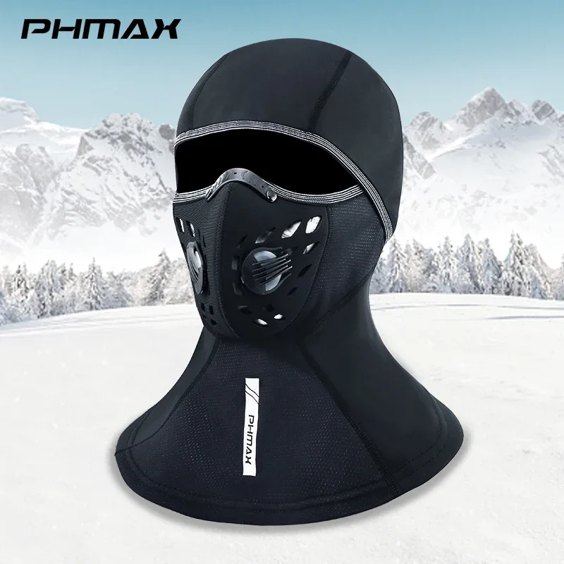 PHMAX Skiing Cap MTB Bike Keep Warm Face Mask Winter Windproof Snowboard Cap Thermal Fleece Protective Cycling Scarf Headwear