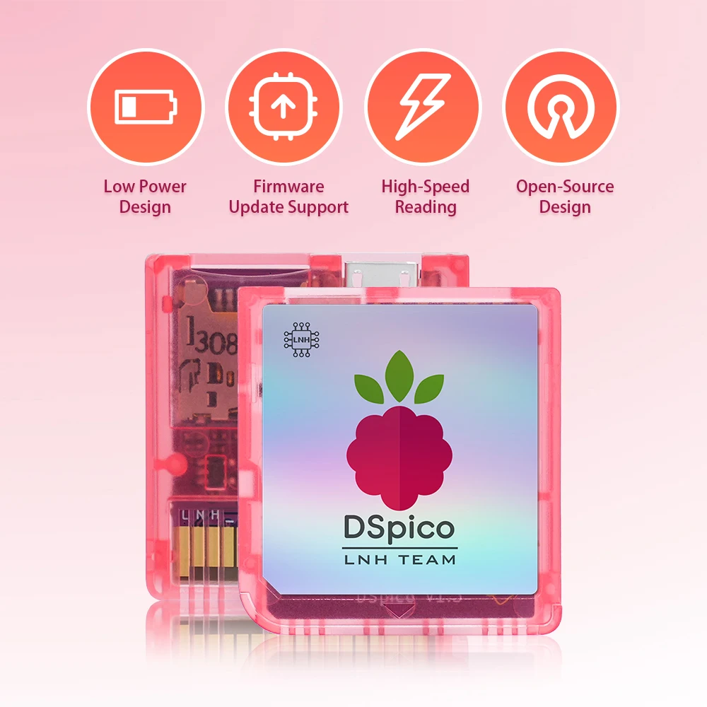 Chiscart DSpico Game Reader Cart Injection Molded Transparent Case with RP2040 MCU For NDS NDSL DSi 3DS Console