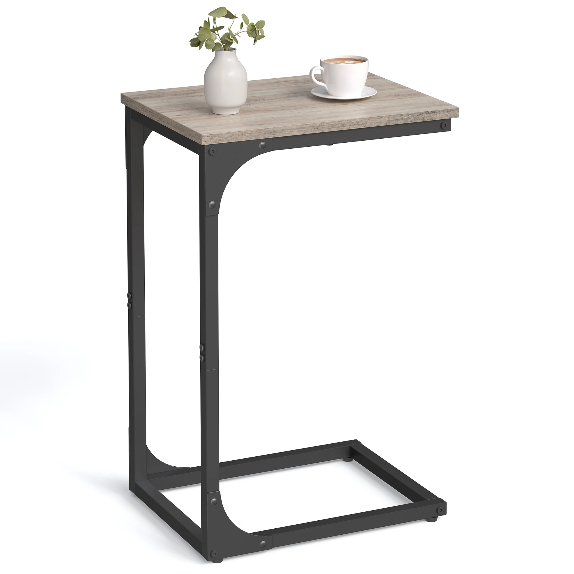 VASAGLE C-Shaped End Table, Small Side Table for Couch, Sofa Table with Metal Frame for Living Room, Bedroom, Bedside