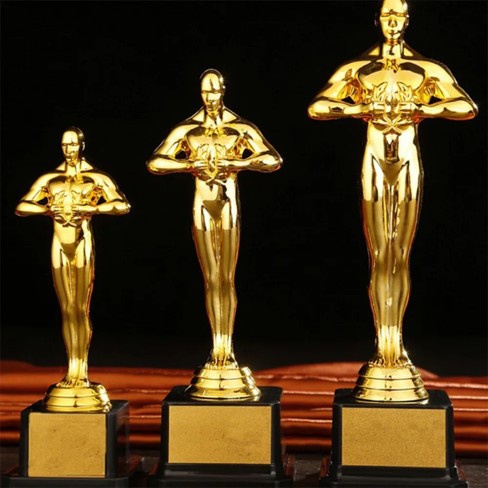 Réplica de los premios Oscar de 18cm, 21cm y 26cm, estatua pequeña de plástico dorado, regalos de celebraciones, recuerdos artesanales chapados en oro