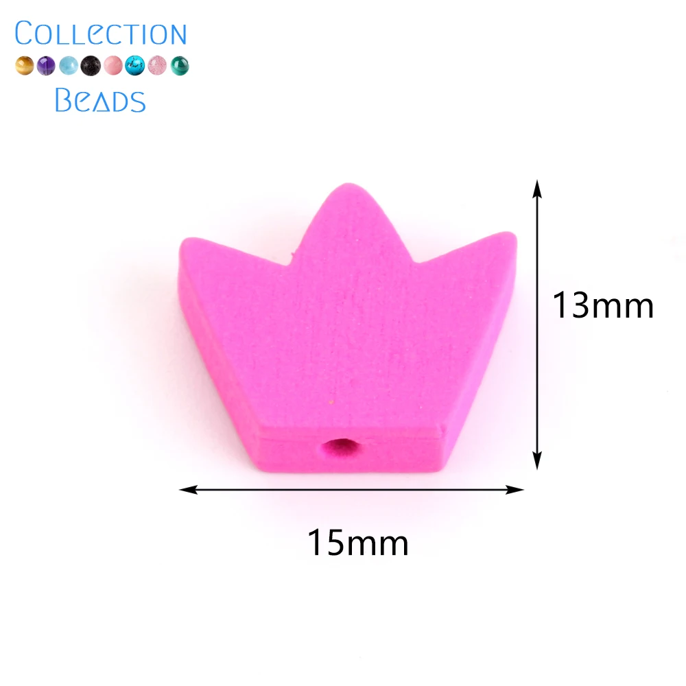 30pcs 15x13mm Colorful Natural Wooden Beads Crown Loose Spacer Beads For DIY Bracelet Jewelry Making Handmade Accessories
