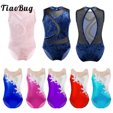 Kids Sleeveless Ballet Leotard with Mesh Back TiaoBug