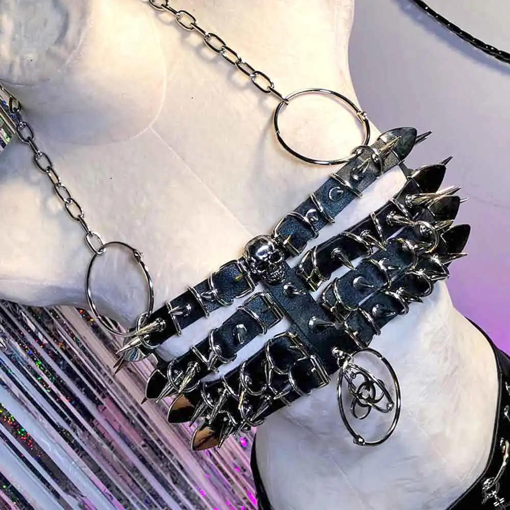 

Гранж Панк Рок Гот Готические Майки с заклепками Фея 90-х годов Y2K Холтер Камзол Топы Emo Kawaii Eco E-Girls Harajuku DIY Череп