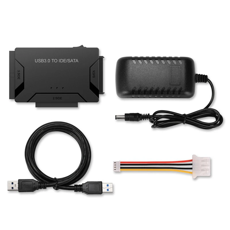 Adaptador de disco duro USB3.0 de 3 vías, Cable de unidad fácil SATA/IDE, Cable de unidad fácil multifunción, enchufe negro para EE. UU.