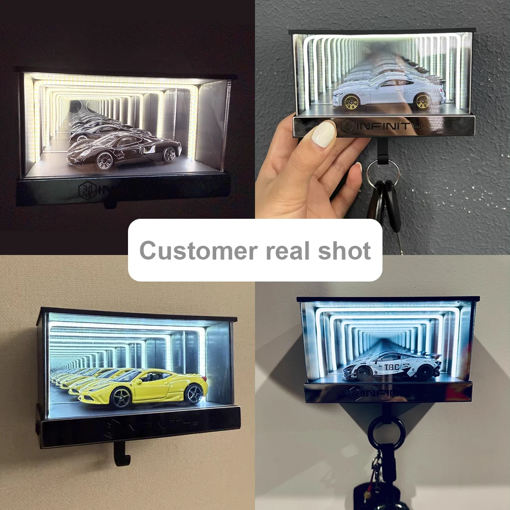 

Automatic Sensor Light Unlimited Garage Key Hook Car Model Display Box Storage Creative Entrance Decoration Punch-free