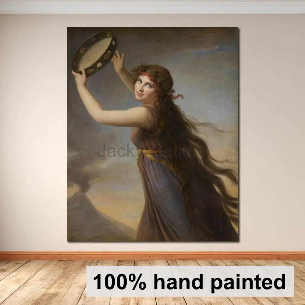 

Emma Lady Hamilton Large Hand Painted Oil Painting Elegant French Woman Portrait Canvas Art Classical Living Room Wall Decor