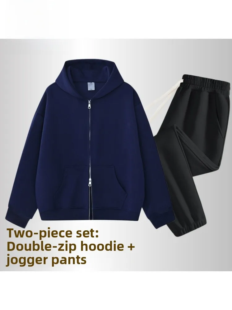 

Комплект Yu Zhaolin: легкий повседневный кардиган на двойной молнии и брюки с манжетами для мужчин и женщин, весна-осень