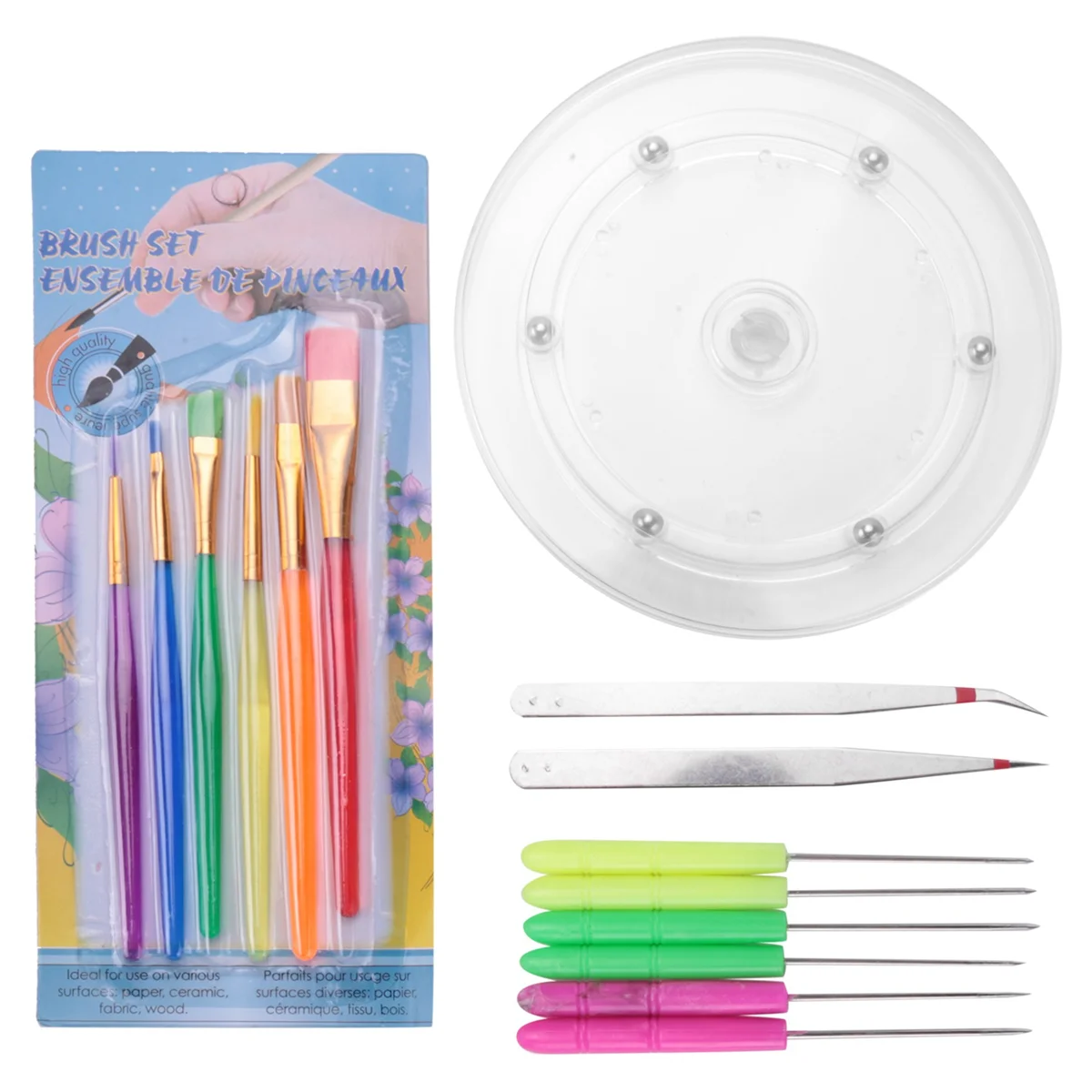 15 Pcs Cookie Decorating Kit Supplies,Cookie Turntable,Cookie Brushes,Scriber Needles for Kitchen