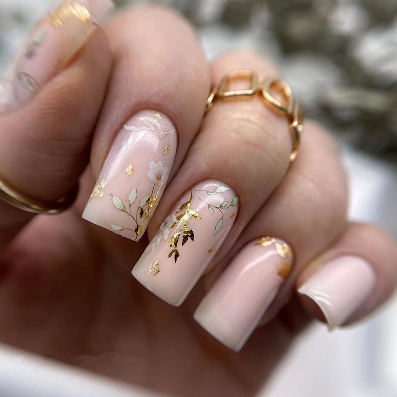 3d Gold Buttefly foglie autunnali Sky Blue Pink Flowers Nail Art Stickers cursori adesivi decalcomanie per unghie accessori per Manicure