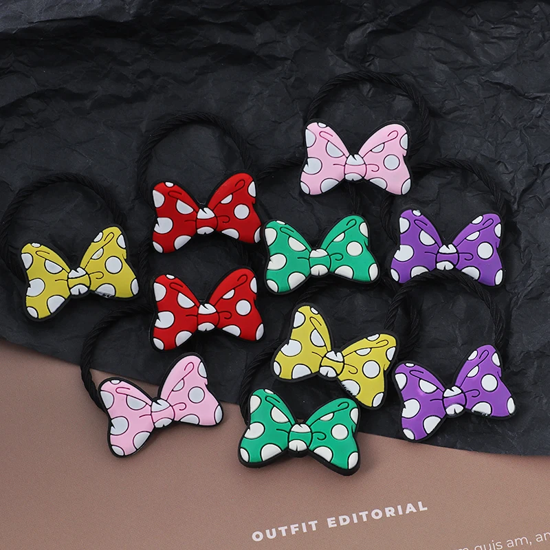 New 10PCS/Set Cute Cartoon Elastic Rubber Band Hair bands Girls Bow Flower Headbands Hair Accessories Kids Sweet Headwear Gift