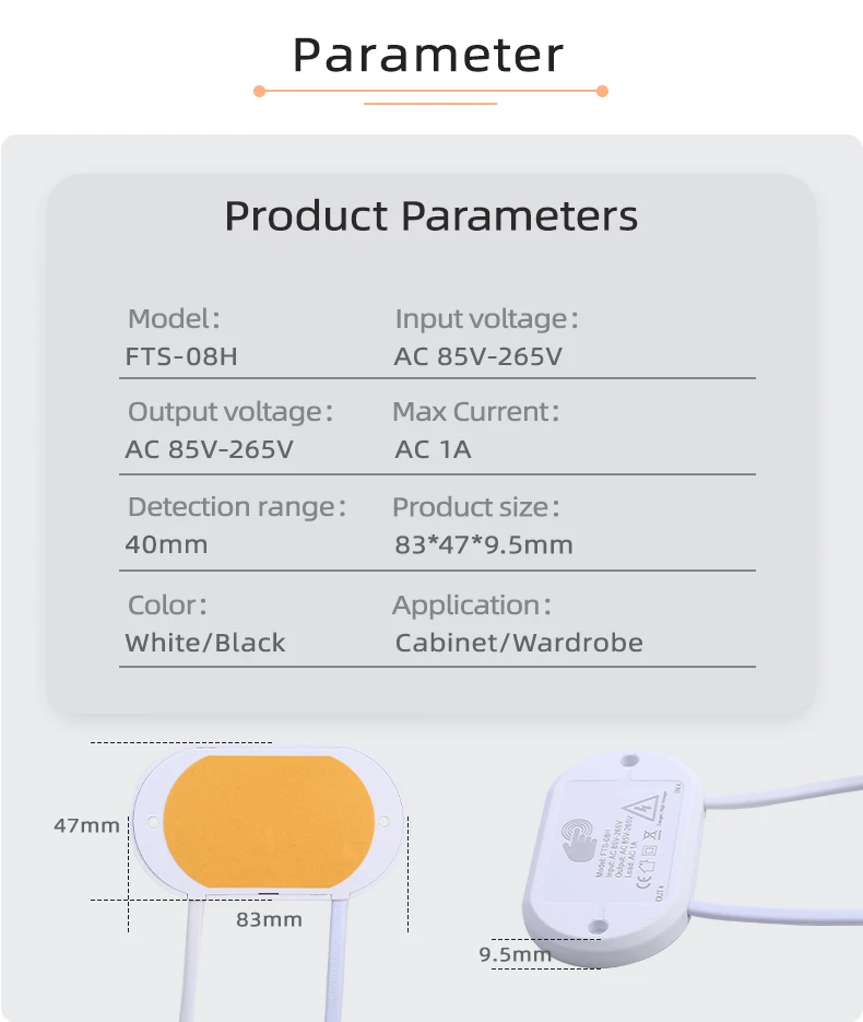 AC-Spannung 85V-265V LED-Licht-Touchschalter, kann 40 mm dickes Holz durchdringen, Dimm-Touch-Controller für Heimbeleuchtung – Detail 3