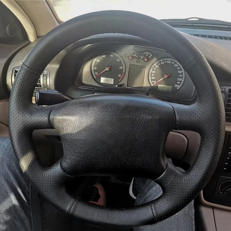 

DIY Hand Sewing Car Steering Wheel Soft Perforated Leather Cover Trim Black For VW Golf 4 MK4 1998-2004 Passat B5 1996-2005