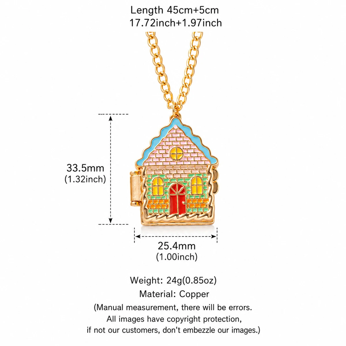 Niedliche Haus-Medaillon-Halskette mit Öltropfen-Design, Öffnbarer Anhänger, Modeschmuck für Mädchen, Geschenk – Detail 6