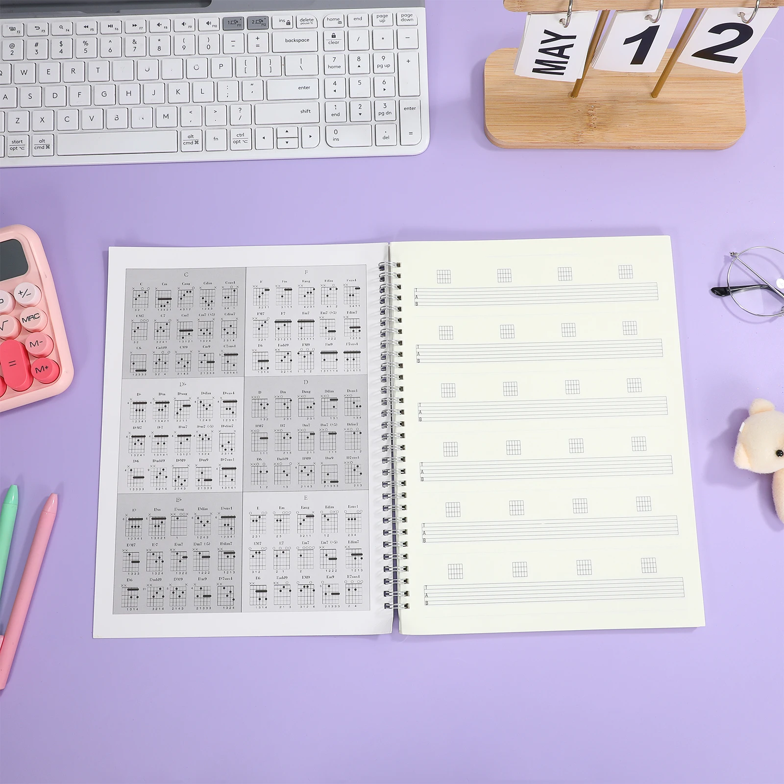 

Coil Music Book Guitarist Six Plastic Portable Notation Notebook Waterproof Cover Chord Score Diary Six- Book Guitar