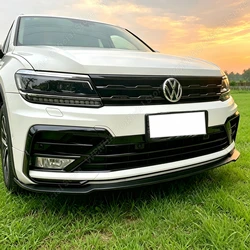 4Pcs Black Car Front Bumper Mesh Center Grille Grill Moulding Strips for VW Tiguan MK2 Rline 2017 2018 2019 2020 2021 Tuning