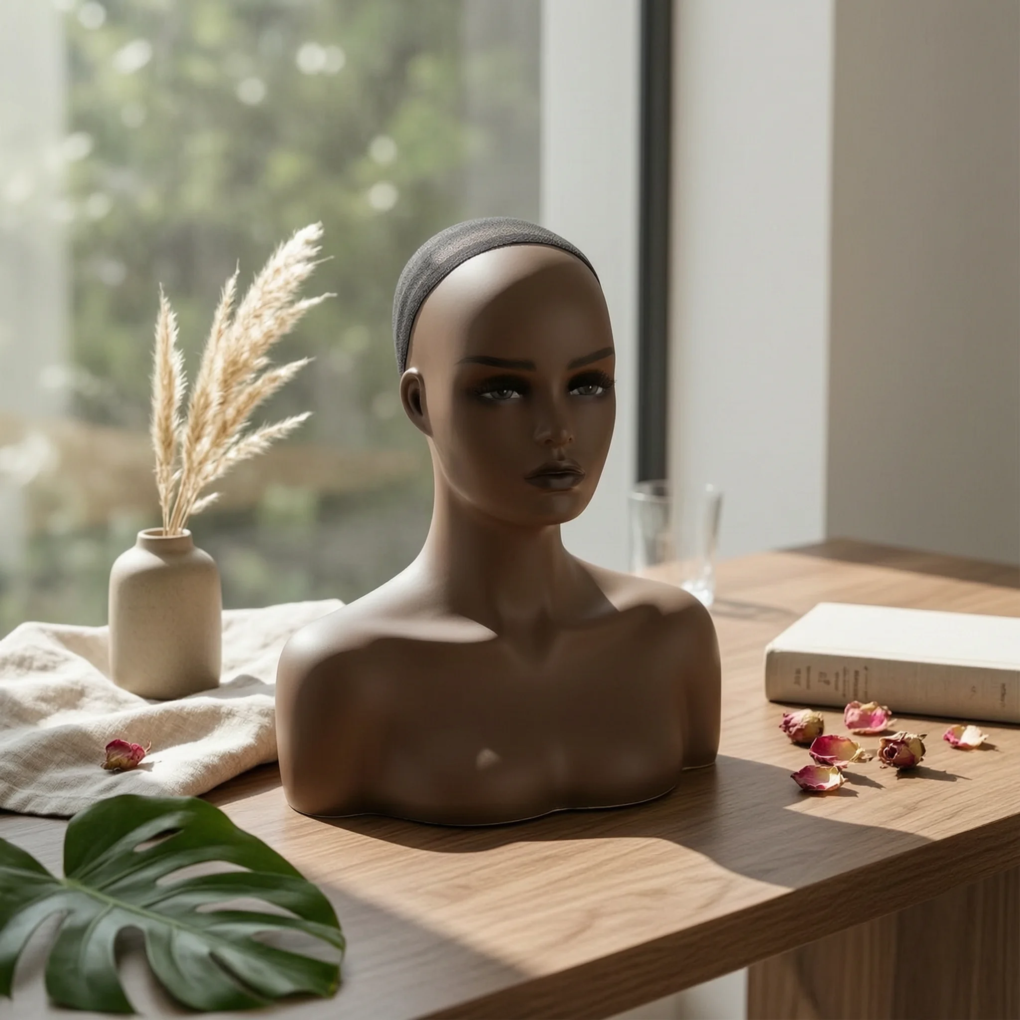 Mannequin Head with Shoulders Minimalist Display Head with Shoulders Mannequin Bust Long-Lasting Hairpiece Display Stand Stable