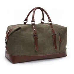 Sacs de voyage en toile et cuir pour hommes, bagages à main, sacs de sport, fourre-tout de voyage, grand sac de week-end, sac de nuit, original