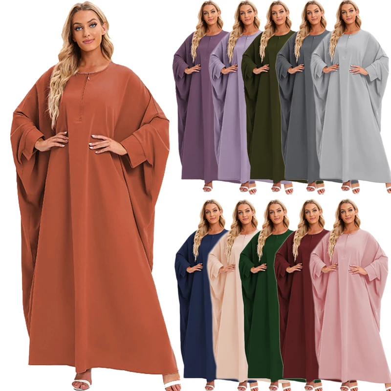 

Ramadan Batwing One Piece Prayer Abaya Dubai Nida Muslim Hijab Dress Women Robe Kaftan Robe Long Khimar Islam Clothes Djellaba