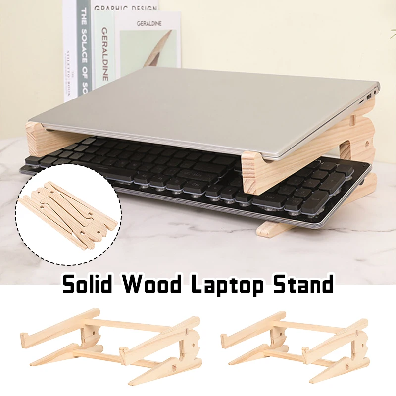 

Solid Wood Laptop Stand Desktop Organizer Detachable Vertical Bracket Cooling Base for Laptop Convenient Accessories