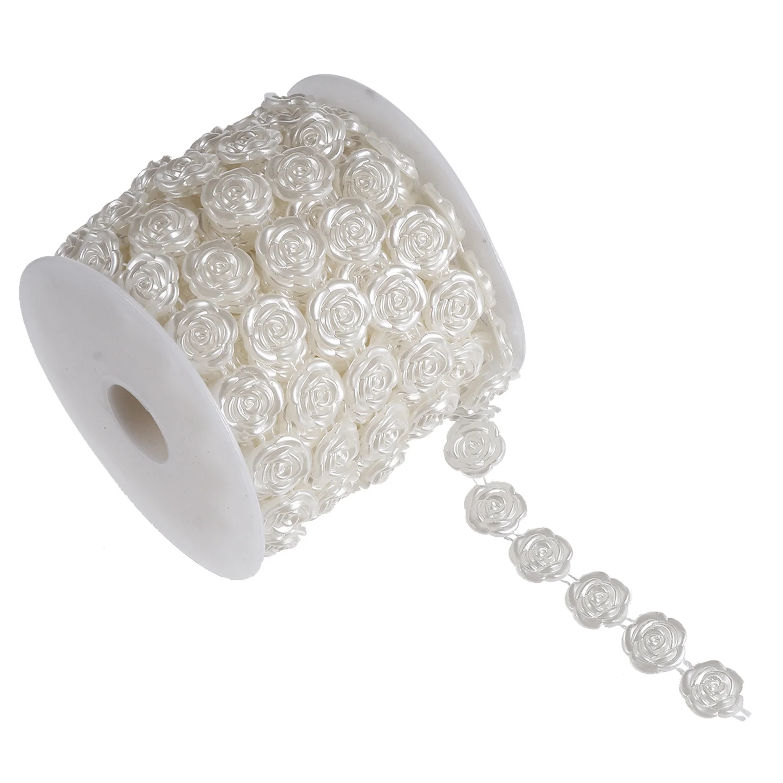 

1 Roll 10 Meters Rose Chain Sewing Trim Flower Bead Craft For Diy Hair Accessories Wedding Dress Decor Beaded Applique