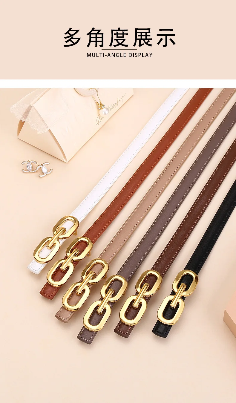 Hochwertiger Damengürtel; Feine und leichte Luxus-Modeaccessoires; Ledergürtel für Damen; Vielseitiger 8-förmiger Gürtel für – Detail 9