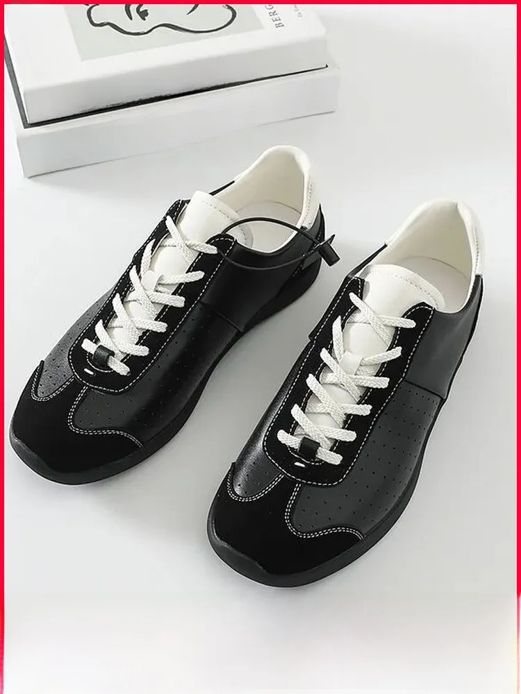 

Ballet Deoxynucleotide Series Men's Retro Thin Bottom Sports Casual Shoes Leather Patchwork round Toe Rubber Outsole