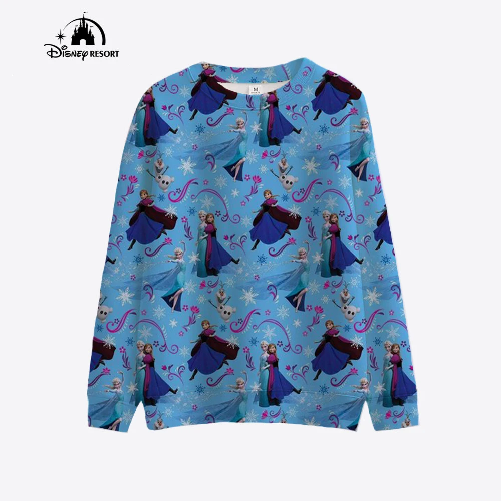 2024 Fall New Women\'s Fashion Casual Sweatshirt Disney Mermaid Princess Print Crew Neck Long Sleeve Ladies Pullover