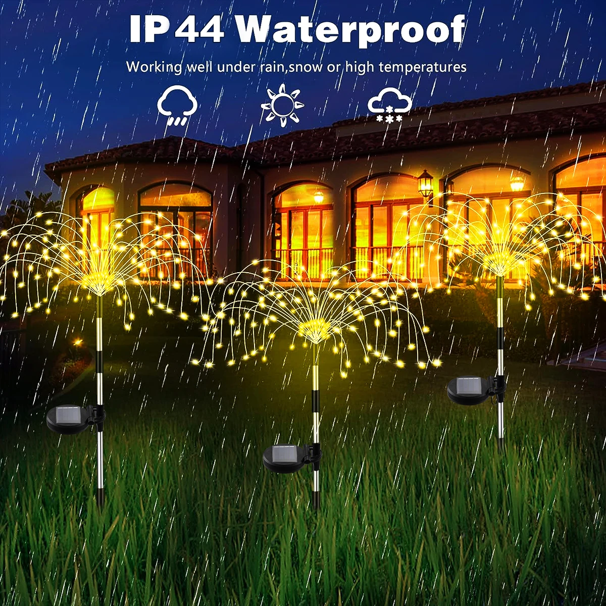 LED Solar Power Firework Lights Garden Decoration Fairy Lights Waterproof Outdoor Dandelion Lawn Lamp for Patio Garden Decor