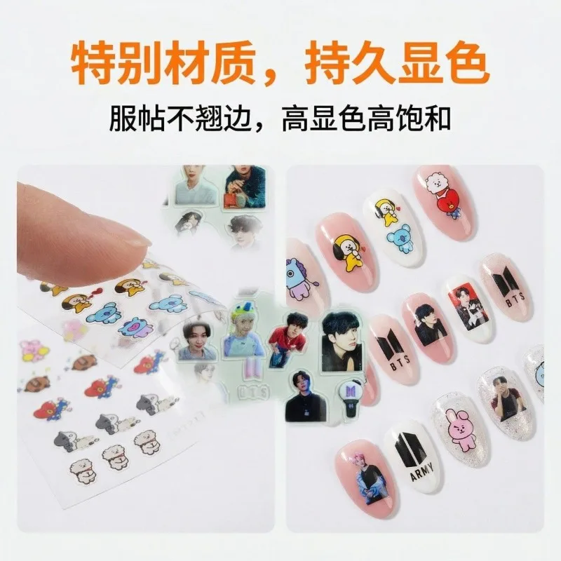 BT21 Chimmy Cooky Koya Nagelaufkleber Hochwertige Anime-Cartoon-Drucke Kreative Vollmotiv-Elemente Mädchenhafte Fan-Unterstützung Nagelsticker – Detail 4