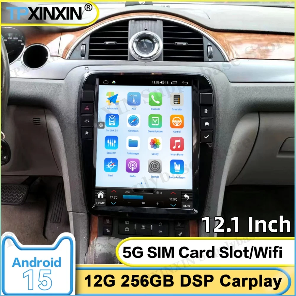 

12,1-дюймовый смарт-экран Android 15 для Buick Enclave 2009-2016: GPS-навигация, автомобильное радио, видеоприемник, Carplay, головное устройство