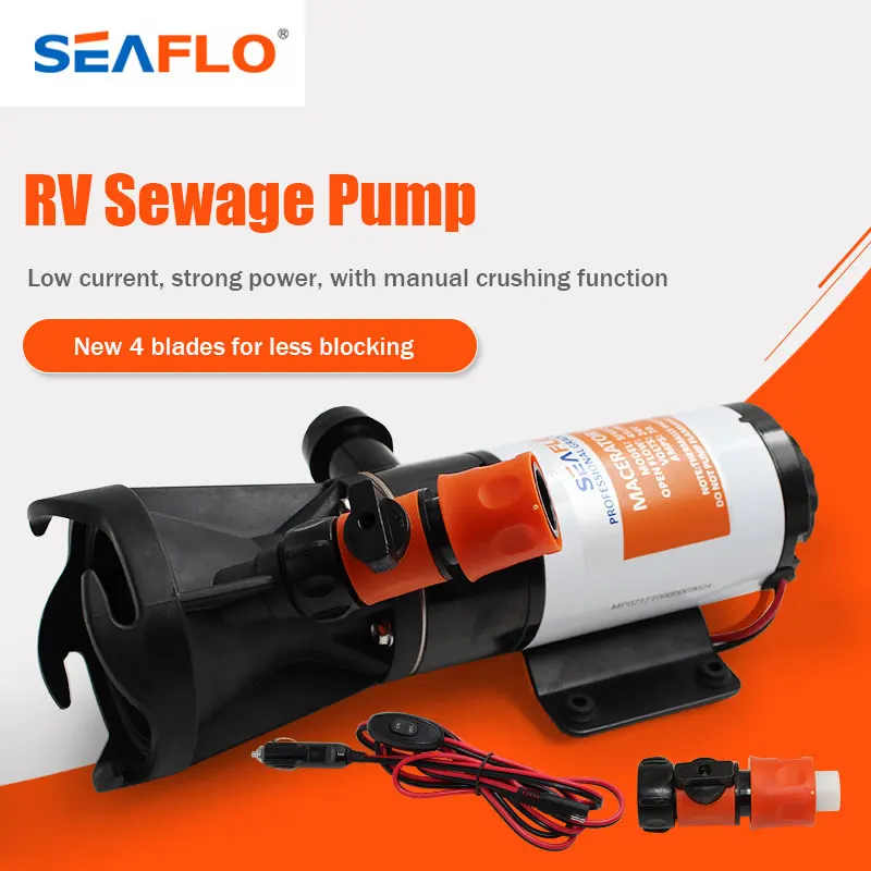 SEAFLO 02 Series 45LPM Sewage Pump RV Water Tank Pump Toilet Pump Sewage Pump Yacht 12V/24V Car Water Pump