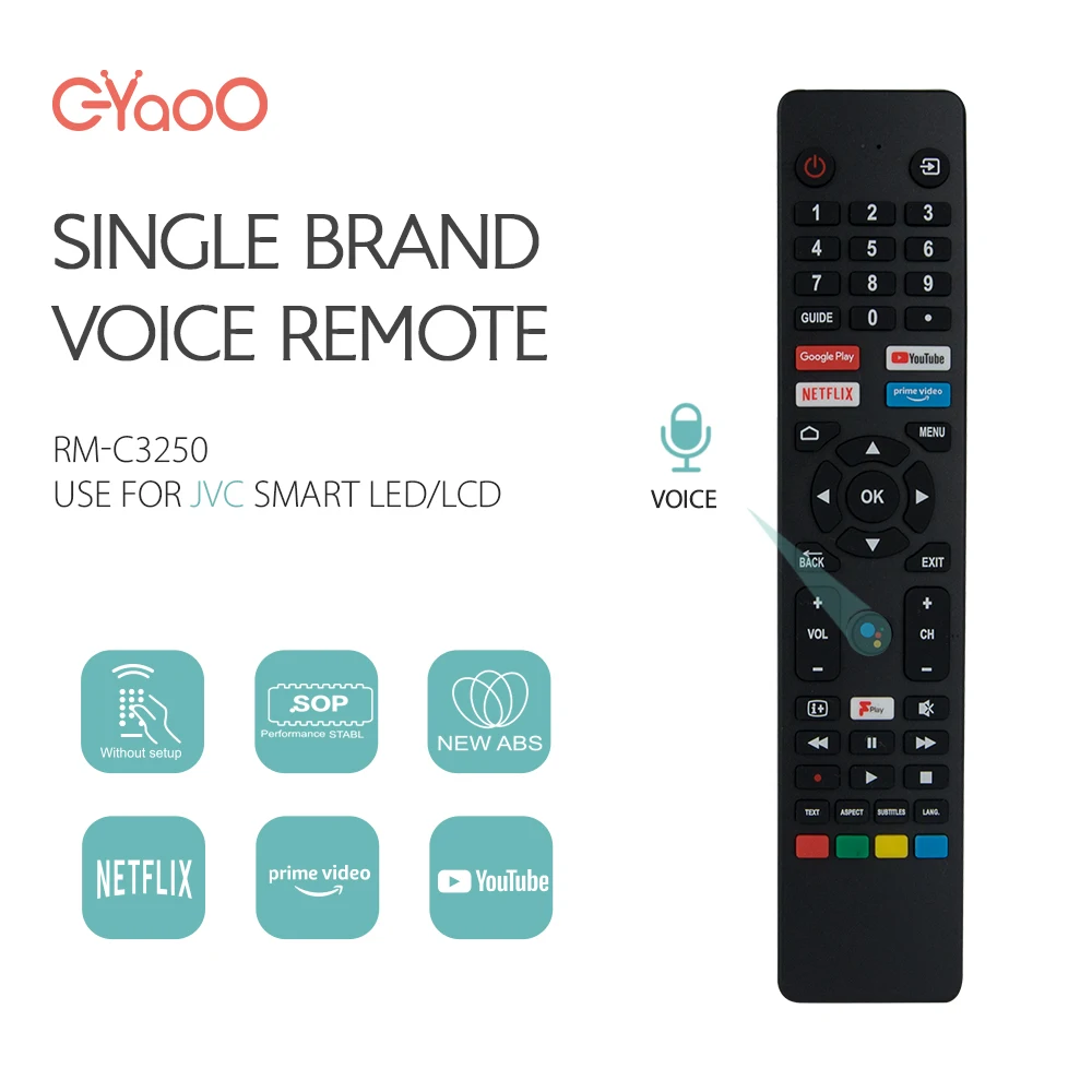 

RM-C3250 Voice TV Remote Control Replaced Fit For JVC Remoto Polaroid/JVC/Logik/Hitachi Smart 4k HDTV Android TV