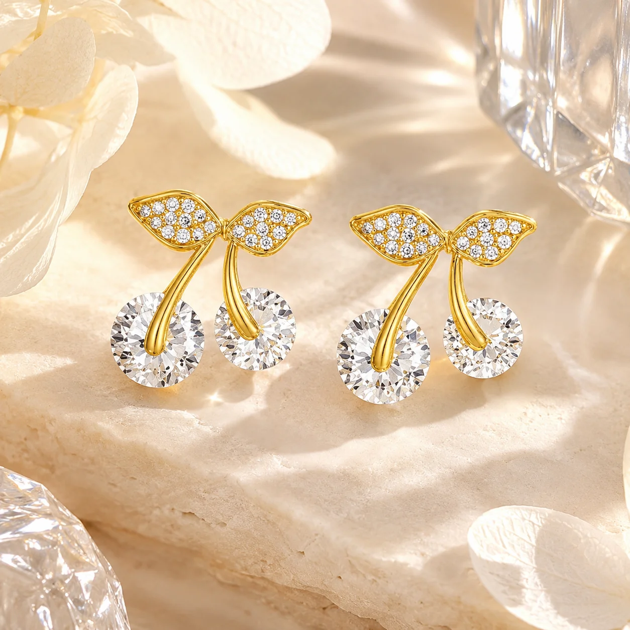 New Design Petite Cherry Delicate Stud Earrings For Women Lovely Cute Zircon Rhinestone Bow Bowknot Earring Usual Jewelry Gifts