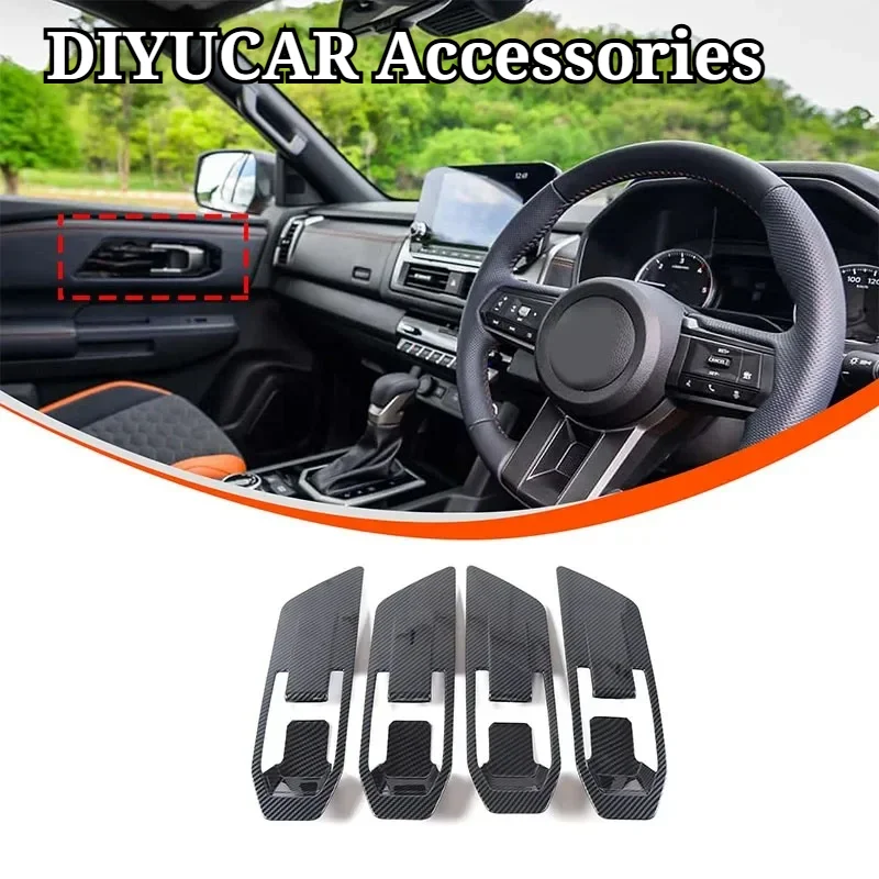 

For Mitsubishi Triton L200 2024-2026 ABS Carbon Fiber Car Inner Door Handle Door Bowl Frame Cover Trim Interior Accessories