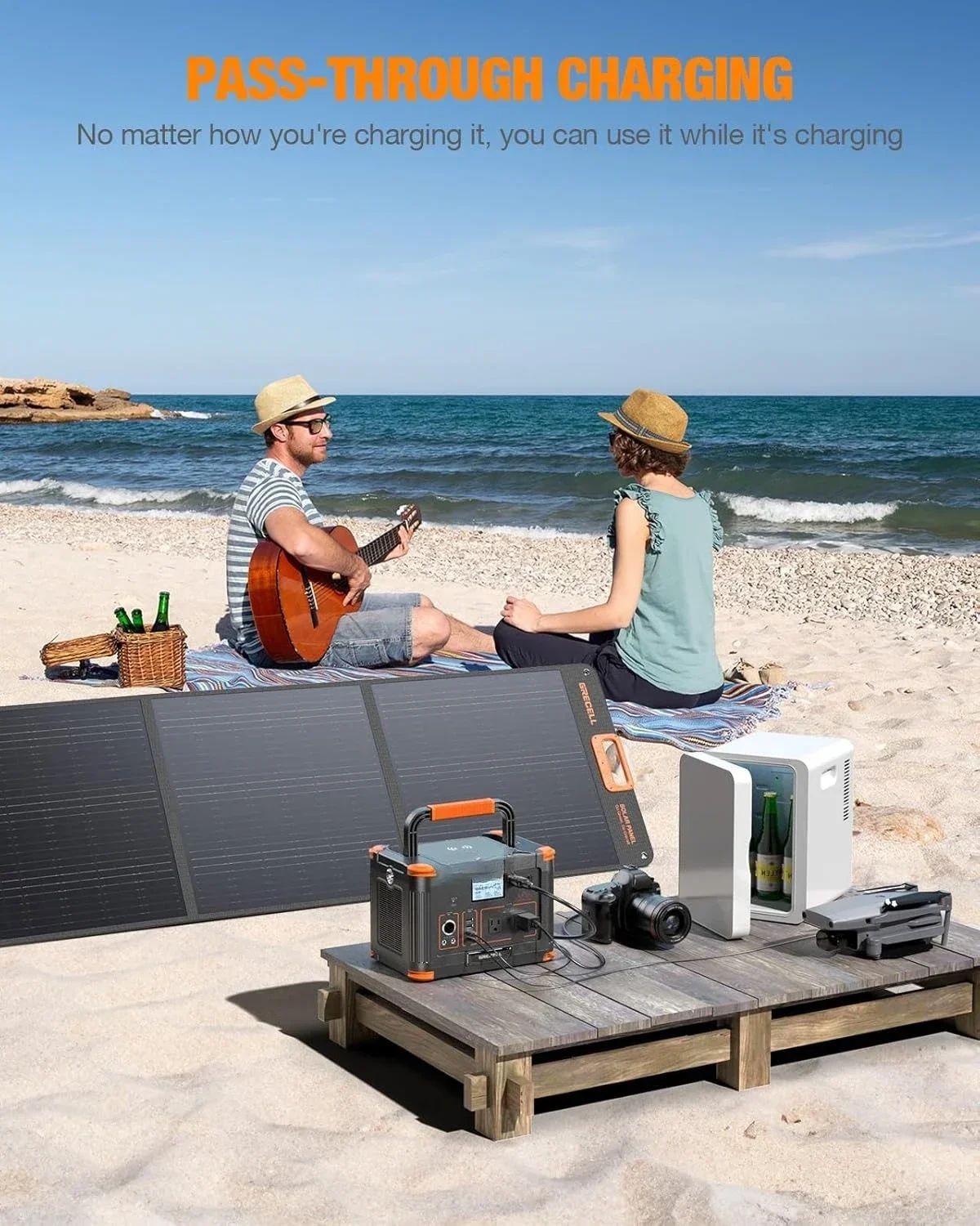Generatore ad energia solare da 999 Wh con presa CA 110 V PD 60 W Alimentatore per batteria al litio di backup a ricarica rapida per la casa all'aperto