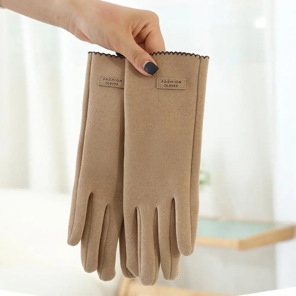 

1 Pair Winter Women Full Finger Gloves Touch Screen Warm Thick Velvet Gloves Outdoor Cycling Cold Weather Thermal Gloves