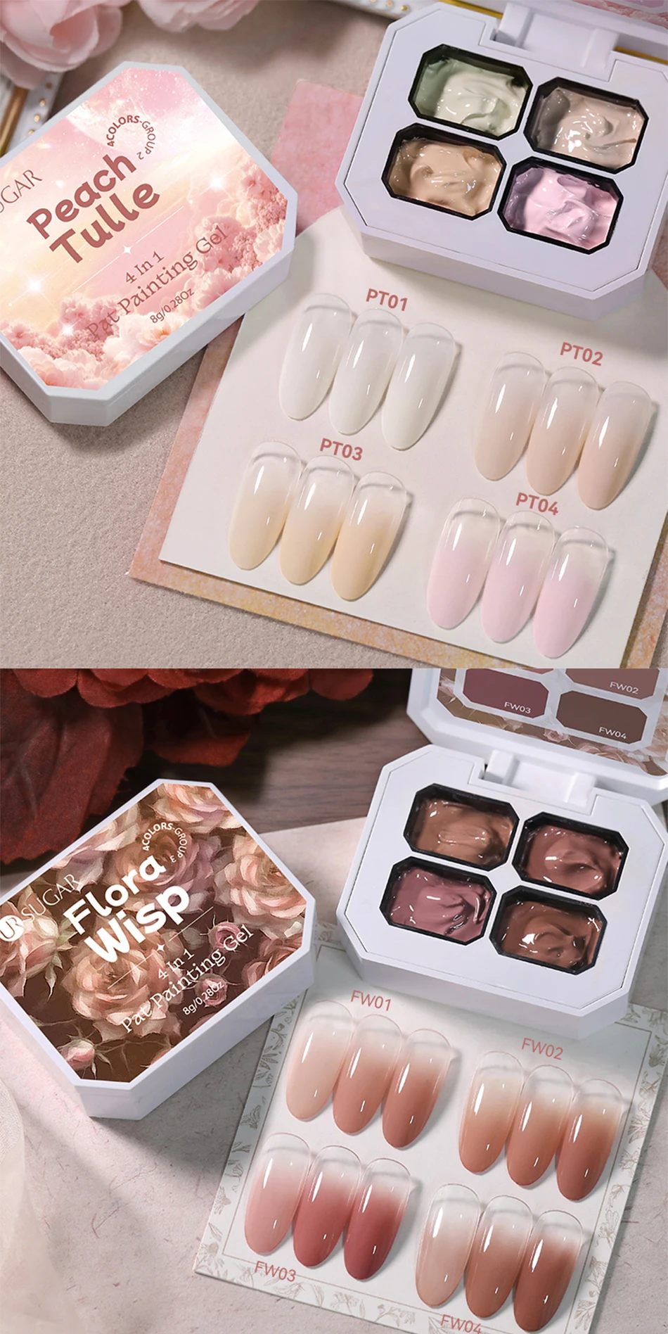 UR SUGAR 4 IN1 Pat Malerei Gel Nagel 4 Farben Farbverlauf Malerei Gel Nail art Semi Permanent Soak Off UV Nägel Verwendet Für Gel DIY – Detail 4