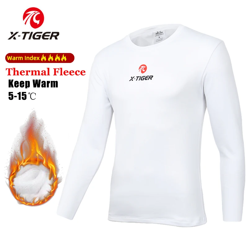 X-TIGER Winter Long Sleeve Cycling Base Layer Underwear Fleece Sports Bike Shirt Keep Warm Racing Road Bicycle Cycling Jerseys