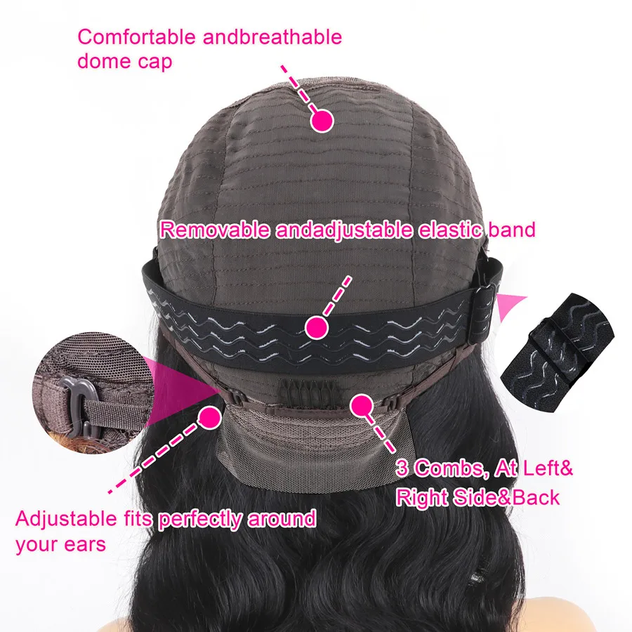 Wig penutup renda tanpa lem 5x5 dengan pita elastis rambut berkilau 32 inci rambut manusia Wig sebelum dipetik Wig rambut manusia kelas 12a