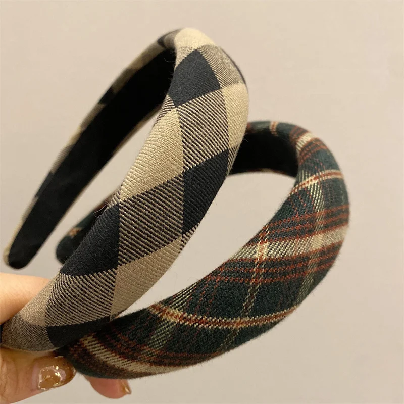 3CM Vintage Women Lattice Headband Lady Girls Sponge Press Hair Hoop Female Casual Shopping Head Wears Hair Accessories